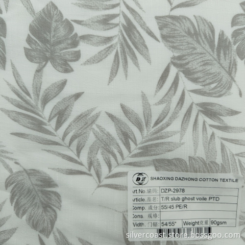 Polyster Rayon Blend T/R Slub Ghost Voile Ploth